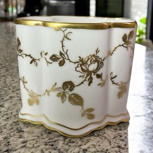 VTG Lindner Gold Rose Floral Scroll Toothpick or Cigarette Holder, 2 1/4" Deep